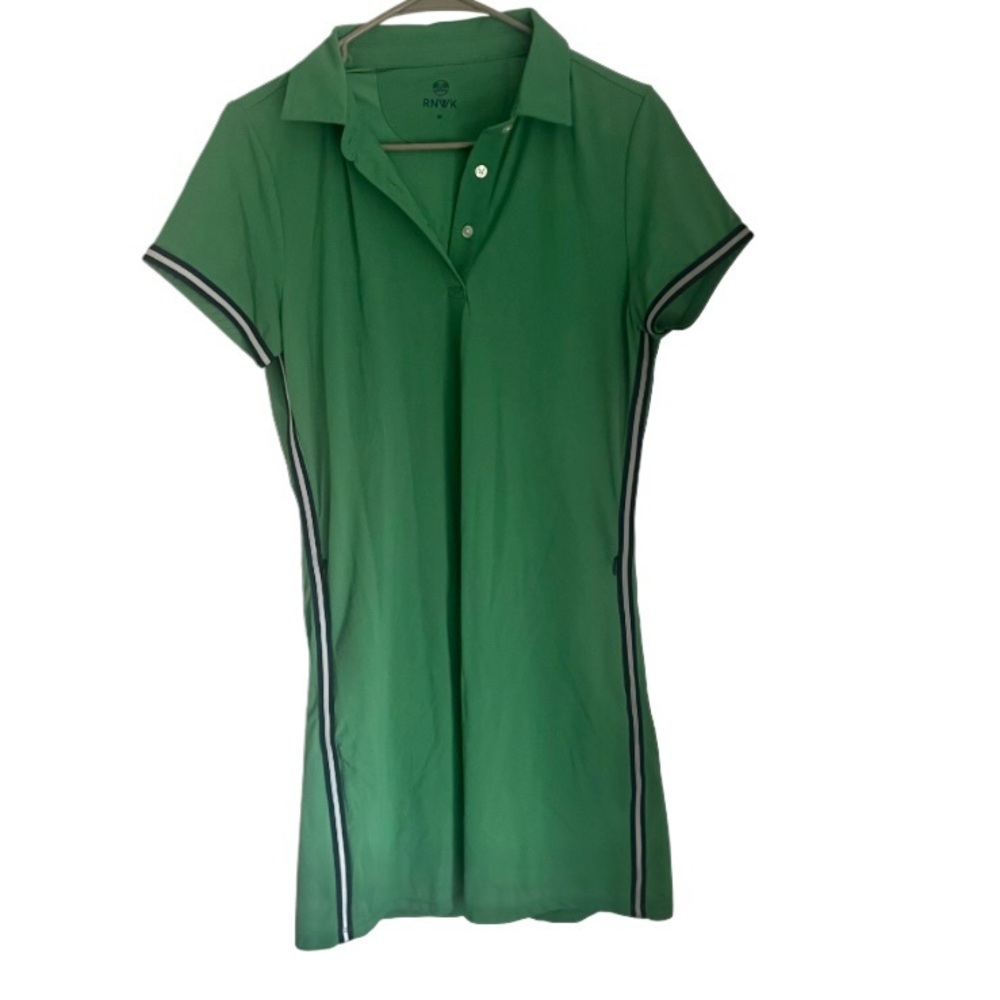 RNVY Green Polo Dress with Side Stripe